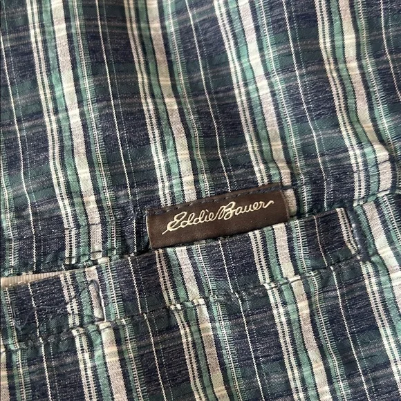 Eddie Bauer Men's Green and Blue Striped Shirt xL - Picture 5 of 10